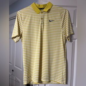 Yellow Striped Nike Golf Polo